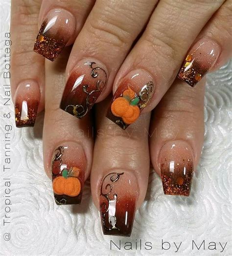 thanksgiving acrylic nails|More.